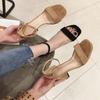 One-word buckle sandals women's 2021 new ins trendy fashion versatile thick heel Roman shoes fairy style high heels