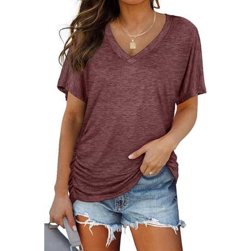 Women's Striped  T-Shirts (women’s) Printed Fashion Gradient Short Sleeved Casual V-neck T-shirt for Women