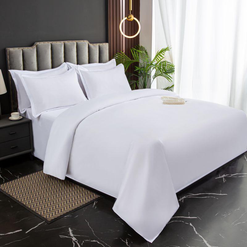 Pure White 3-Piece Hotel Linen Set: Thick Bed Sheet & Duvet Cover for Homestay