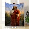 Jesus Portrait Blanket  Printed Blanket for Living Room Bed Couch Lunch Break Soft Cozy Blanket for Friend's Festival Gift