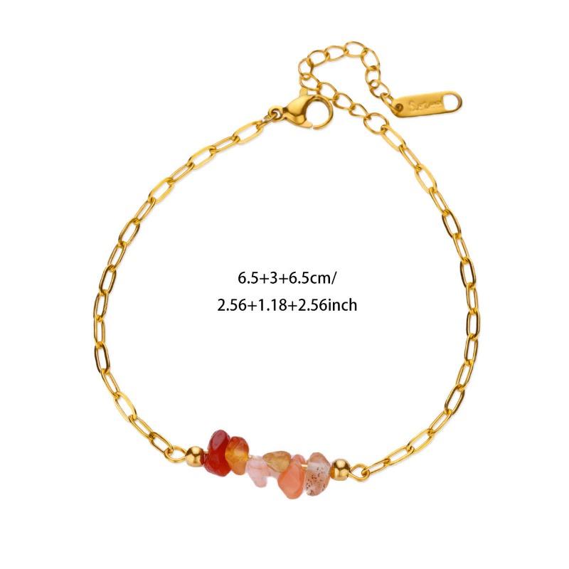 Bohemian Bracelet Women's Niche High-end Imitation Agate Irregular Gravel Summer Stainless Steel Bracelet