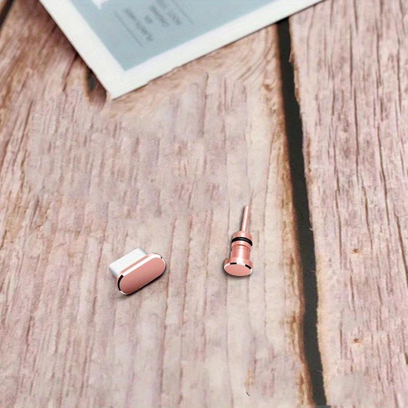 1pc Colorful Metal Anti-Dust Plug for Type-C Charging Port & 1pc 3.5mm Earphone Jack Dust Plug