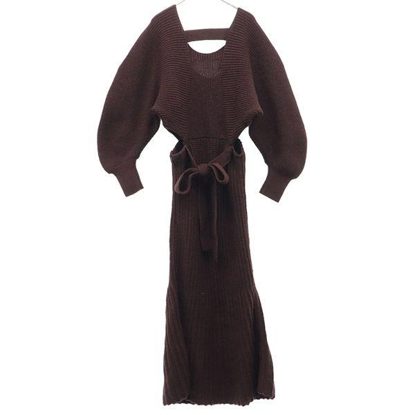 SNIDEL Long Sleeve Knit One Piece F Brown Women Used