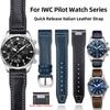 20mm 21mm Quick Release Watch Band For IWC Pilot Mark 18 Spitfire Italian Calfskin Leather Watch Strap Men's with Customization