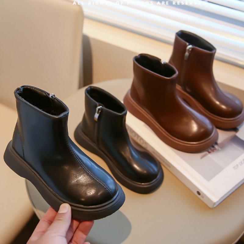 Modische Lederstiefel für Mädchen Kinder Stilvolle Kurze Stiefel Preppy-Style Einzelstiefel für Mädchen