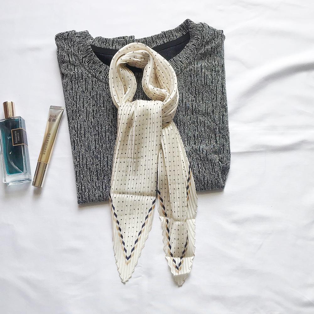 NEU Mode Plissiert Bedruckt Damen Halstuch Schals Vintage 70CM Quadratischer Plissierter Schal Für Damen Sommer Knitter Damen Schals