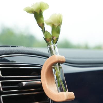 Car Flower Vase Car Holder Ornaments Arranger Flower Vase Wooden Car Vent Clip