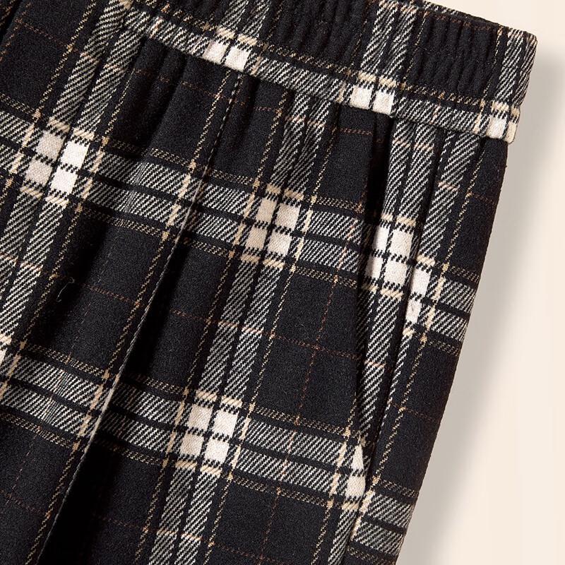 Women's Elastic Waist Plaid Wide-Leg Casual Pants