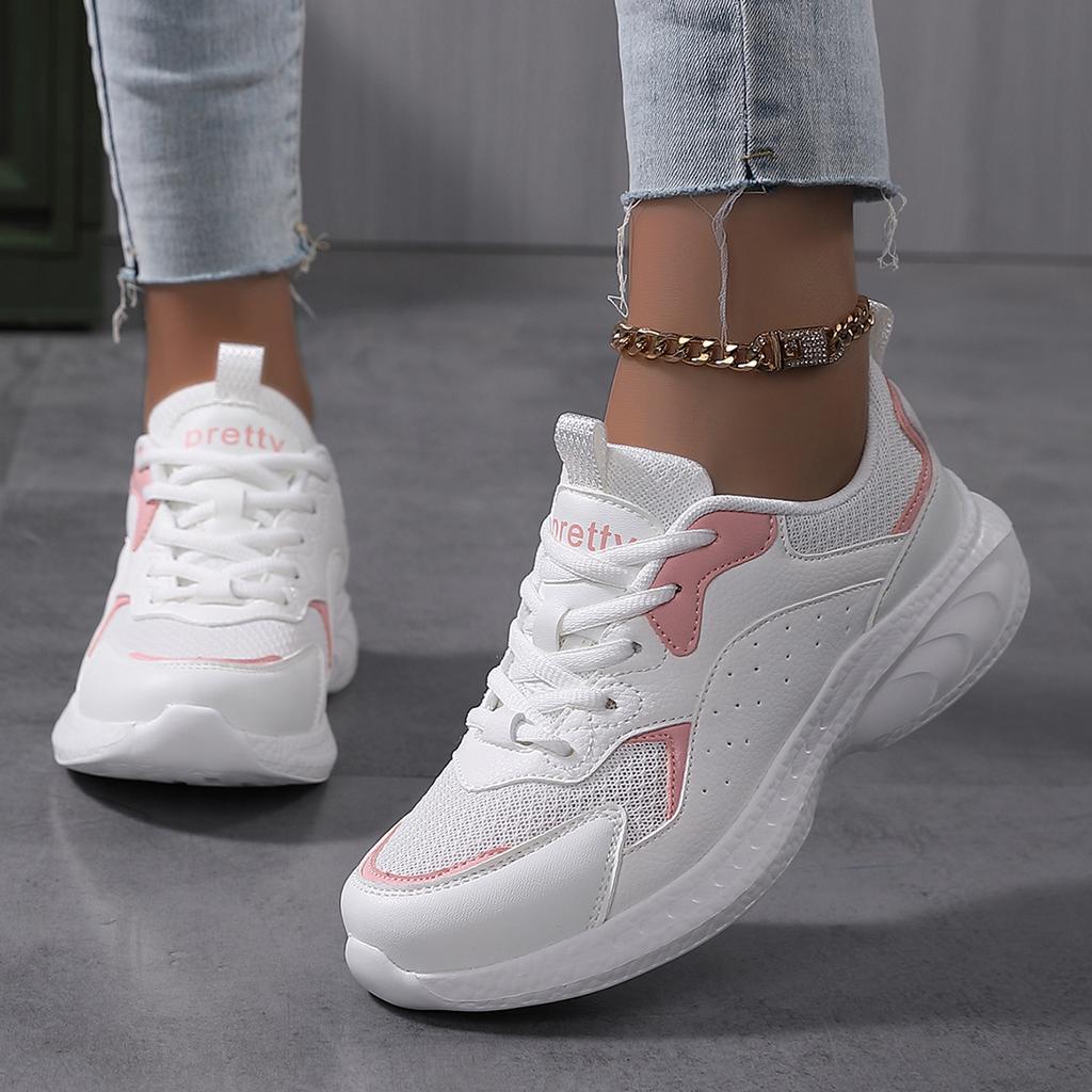 Autumn new sports shoes lightweight student running shoes white soft-soled mesh breathable shoes