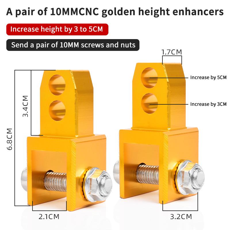 2PCs Motorcycle Rear Shock Absorber Riser Height Extension Easy Install Rear Lift Accessory for Enhanced Ride Comfort for Sports and Street Bikes