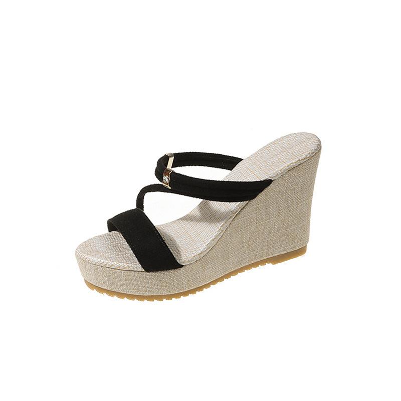 Summer new Korean version sandals wedge heel waterproof platform platform platform platform sandals fashion high heel muffin bottom two wear sandals 35