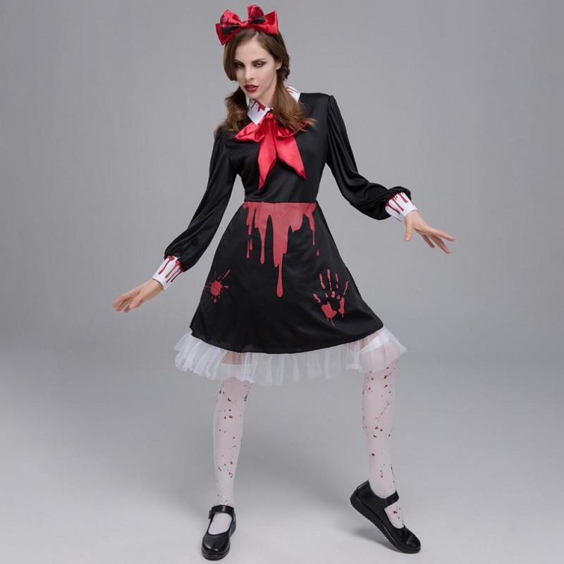 Halloween Horror Maid Costume Bloody Zombie Vampire Dress Cosplay Party Outfit Women 2025