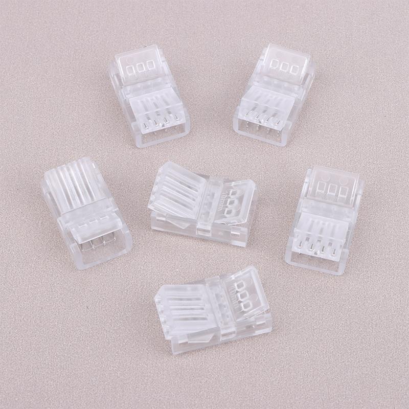 5/10/15Pcs 4Pin Solderless Rgb Led Strip Connectors 10Mm Quick Adapters For 5050 Multi-Color Track Lighting