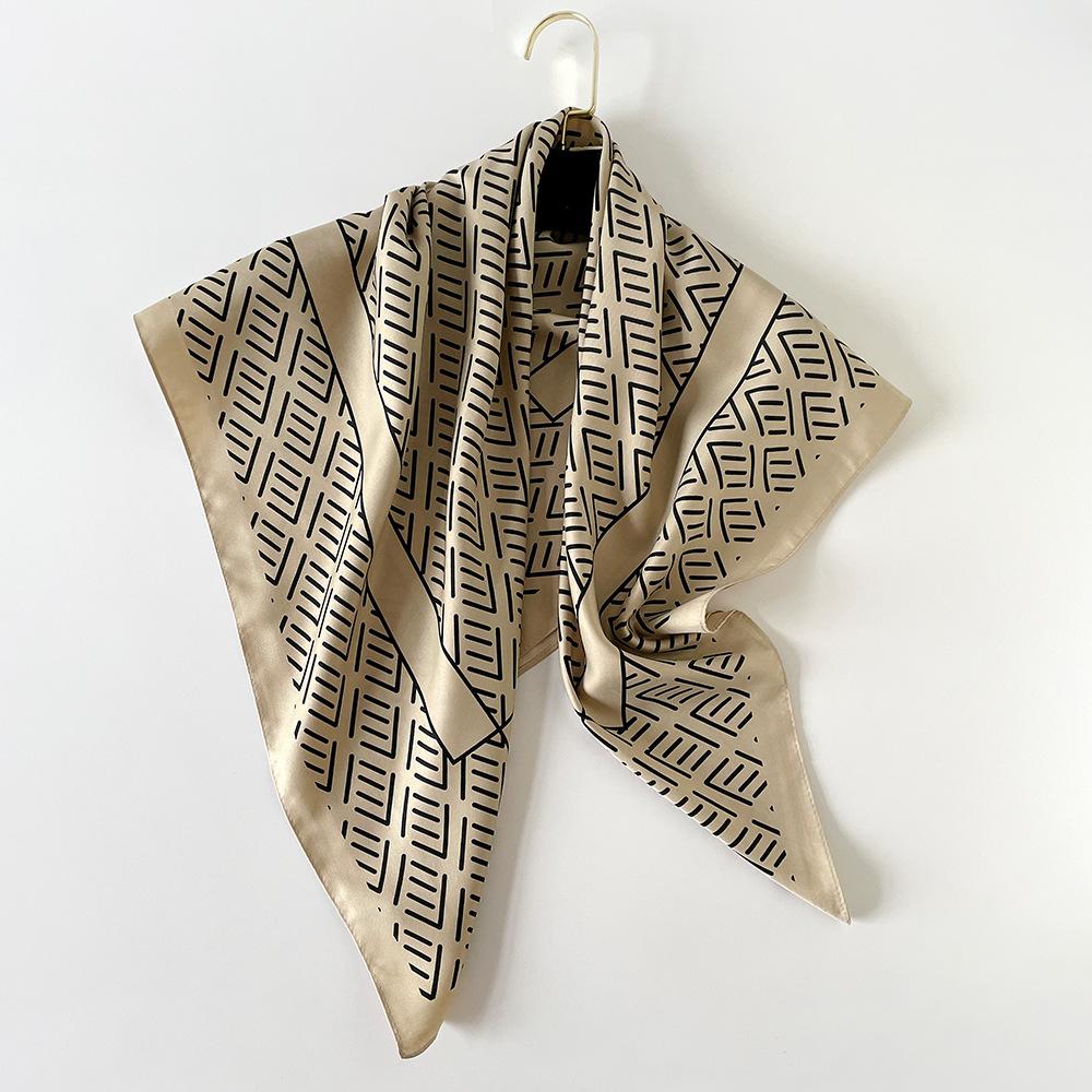 New Scarf for Women's Twill Imitation Silk Printed Versatile Square Scarf Souvenir Gift Scarf
