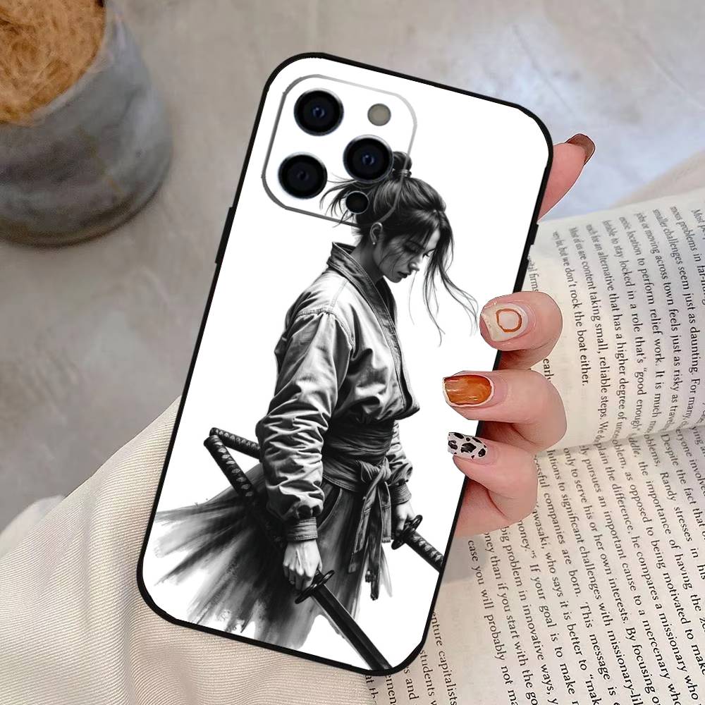 

Samurai Warrior Geisha Phone Case Silicone Soft For IPhone 17 16 15 14 13 12 11 X XR Plus Pro Max Plus iPhone12