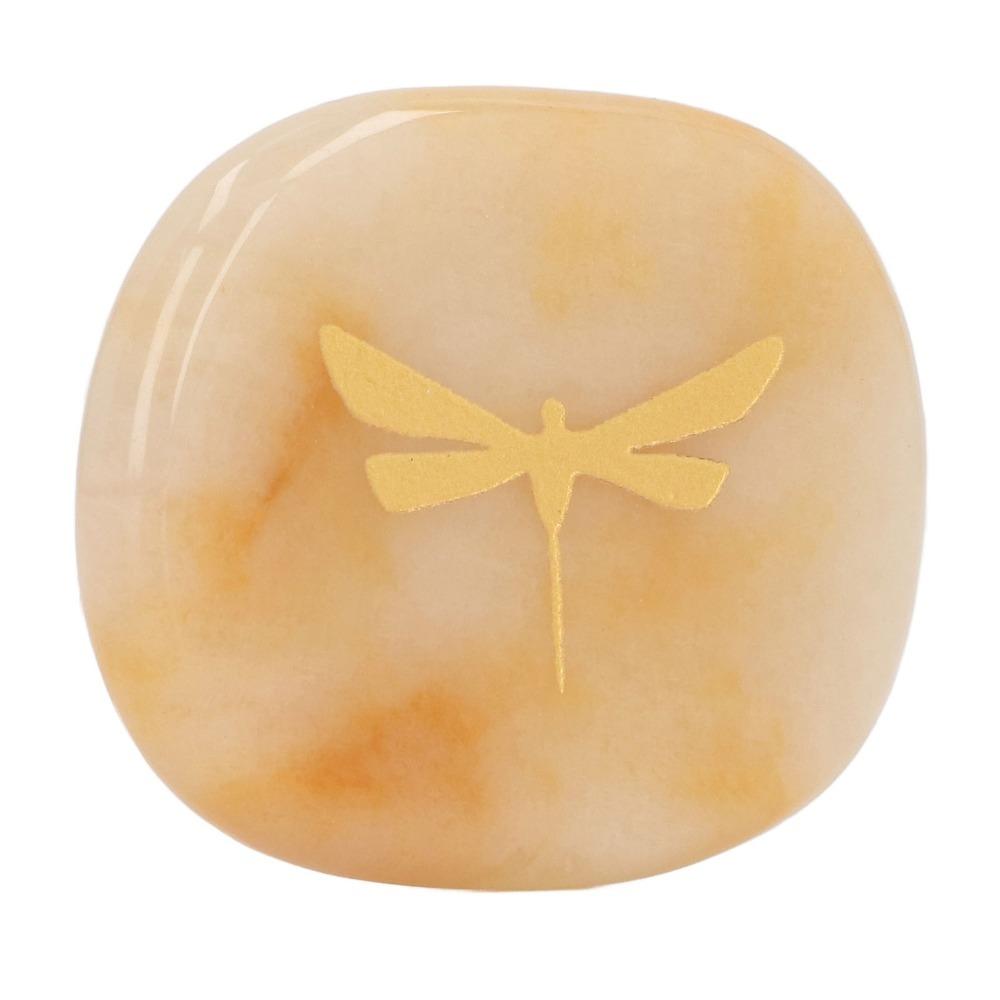 Lightweight Thumb Worry Stone Gold Dragonfly Carving Balance Stone Palm Stone Meditation