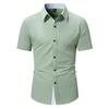 New Summer Men Clothes Spell Color Short Sleeve Shirt Men Lapel Fashion 100% Polyester Shirt Tops