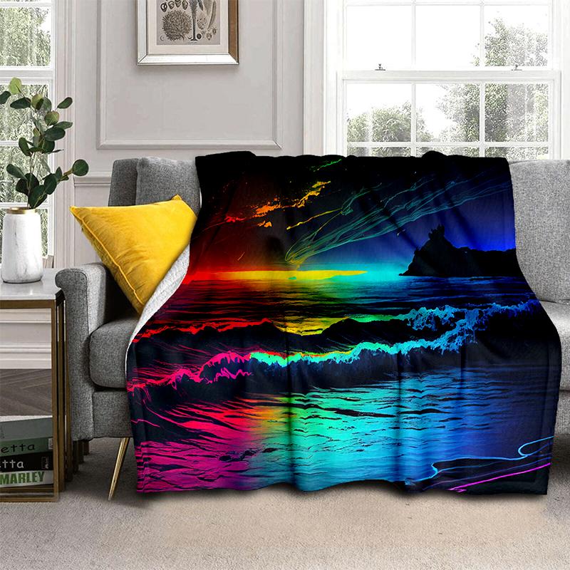 2025 New Style Sea Water Beach Reef 3D Nature Scenery Blanket,Soft Throw Blanket for Home Bedroom Bed Sofa Travel Picnic Cover