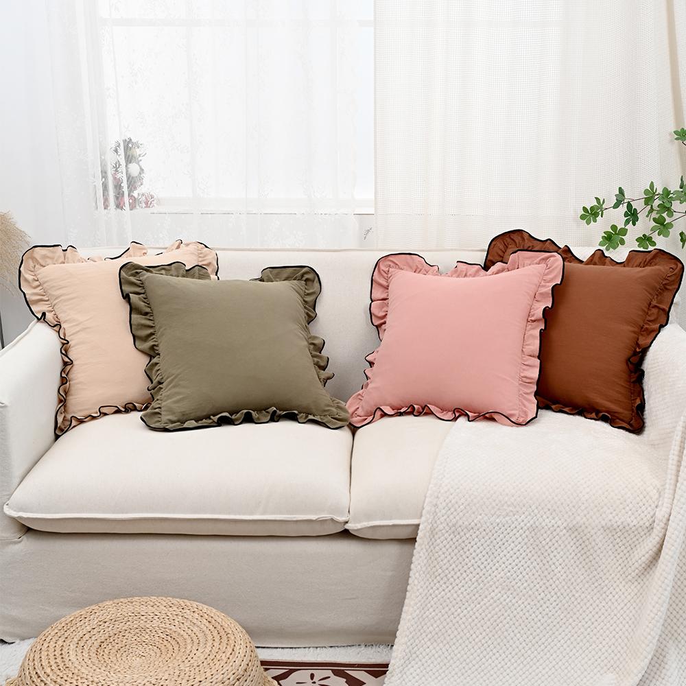 BUYNOW 1PC French ruffled skirt pillowcase without pillow core, living room sofa and bedroom cushion fabric decoration