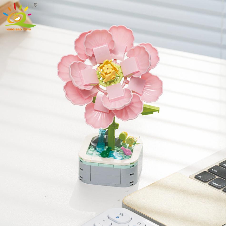 Non-Toxic Moc Flower Succulents Building Blocks Everlasting Flowerpot Bonsai Gardens Romantic Bricks Diy Potted Plants Model Kids