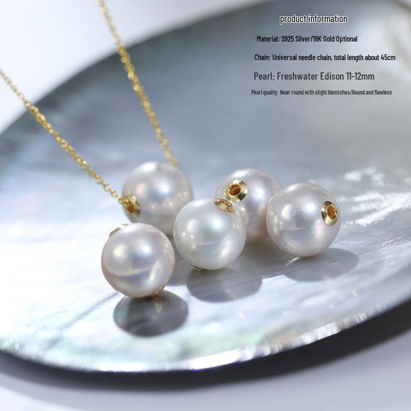Edison Women's Natural Freshwater Pearl Necklace with Rolo Chain