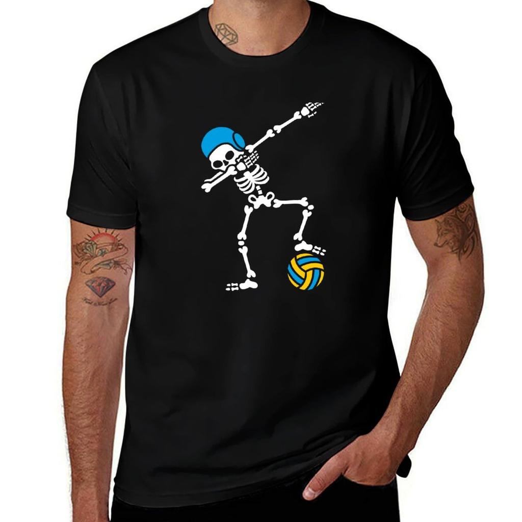 Dab Dabbing Skeleton Water Polo Halloween Waterpolo Swimming Tshirt Work Utility Short Sleeve Shirt Tshirt