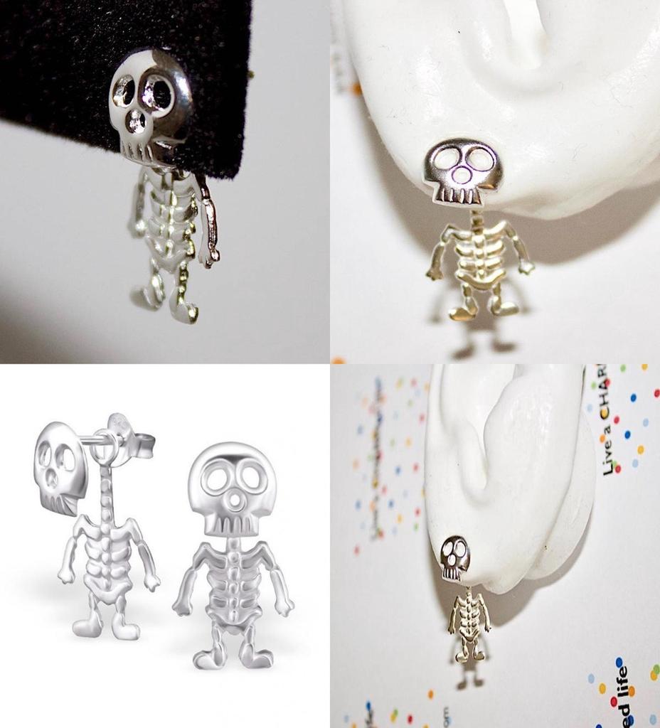 Stylish Punk Skull Stud Earrings Unisex Geometric Design Alloy Material