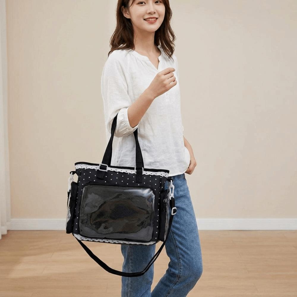 Ballet Style Lolita Crossbody Bag Polka Dot Anime Shoulder Bag Cute Transparent Itabag Parties