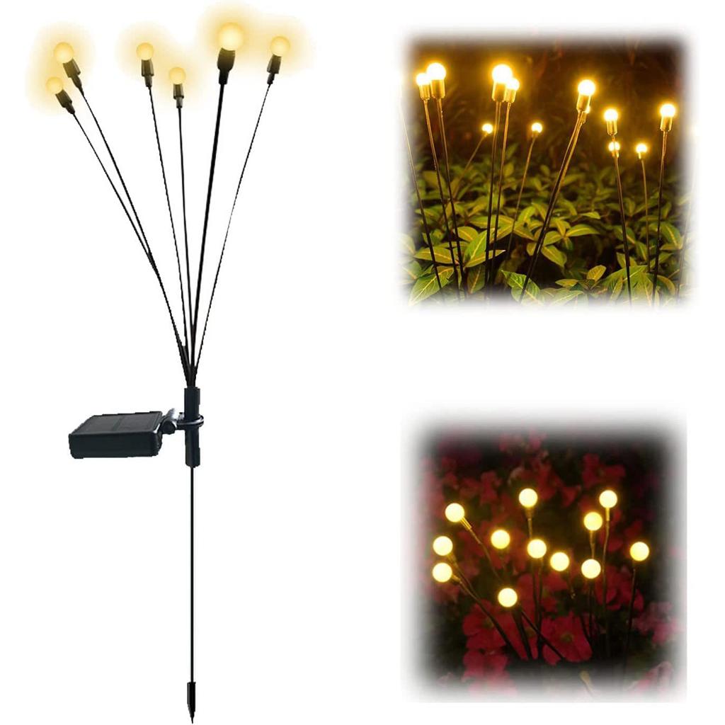 Solar Firefly Warm Light 6-head Ground Lamp 4 Packs Fireflies Ground Lights Firefly Solar Lights