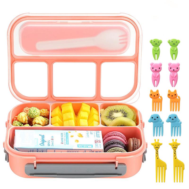 Set da 16 pezzi di portapranzo bento in plastica per studenti con scomparti adatti al microonde e stuzzicadenti per frutta