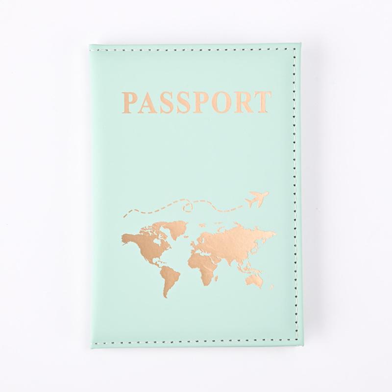 Fashion Passport Protective Cover Pu Leather World Pattern Travel Passport Holder Wallet Gift Card Case Cover Unisex Storage Bag