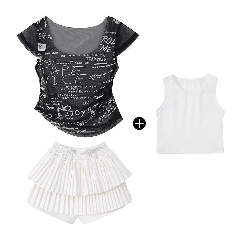 Children's Jazz Dance Costume Girls Sweet Cool Children's Catwalk JAZZ Women's Troupe Vest Girls Street Dance Costume Summer