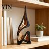 Scultura Artistica Astratta in Legno Regalo Decorativo di Lusso, Statuetta Solida Moderna Minimalista per Soggiorno Decorazione in Legno Artigianale Decorazione Tavolo Stanza,
