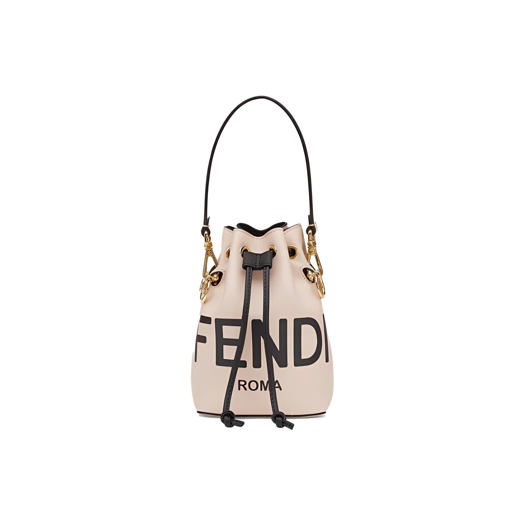 Fendi Mon Tresor Sac bandoulière mini en cuir imprimé logo pour femme Rose clair Noir 8BS010AEHRF1CN7 Basic Set (Bag+Dust Bag)