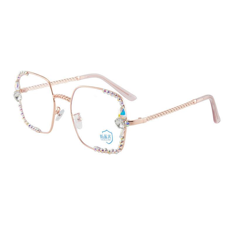 

Exquisite Rhinestone Sunglasses Women s Streetwear Pink Lens Gold Frame Square Frame Uv400 Protection StyleG