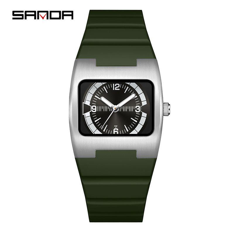 Orologio da uomo Sanda Retro Quadrato al Quarzo Luminoso Impermeabile