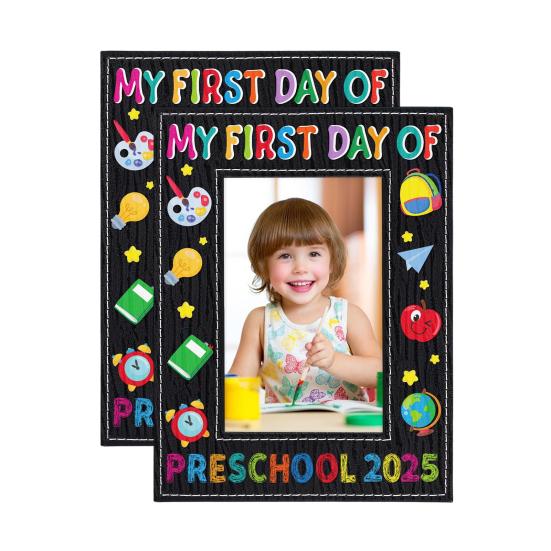 1/2Pcs My First Day of Preschool Picture Frame 2025 Kids First Day of School 4x6-Inch Photo Frame Decoration Boys Girls First Day of Kindergarten