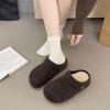 Winter thick-soled inner heightening bag head half slippers, wearing new retro velvet slippers, two Birkenstocks