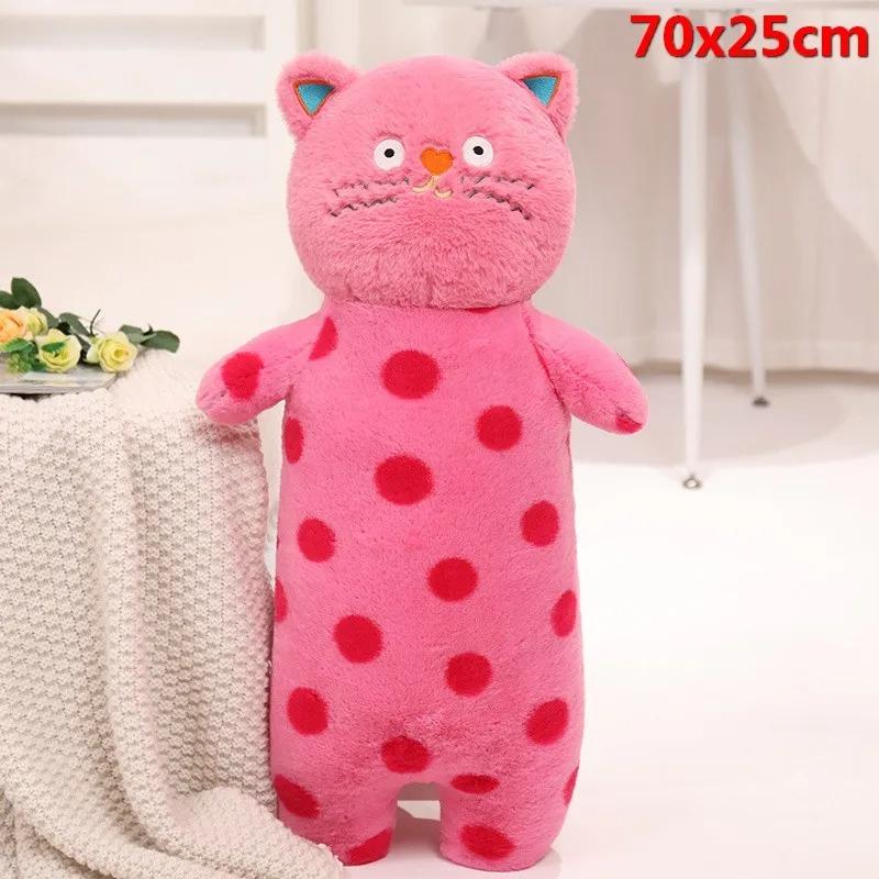 Hot Internet Celebrity Lovely Cartoon Cat Pillow Stuffed Pink Black Cats Plush Toys Round Dot Cats Soft Cushion Girl Gifts Decor