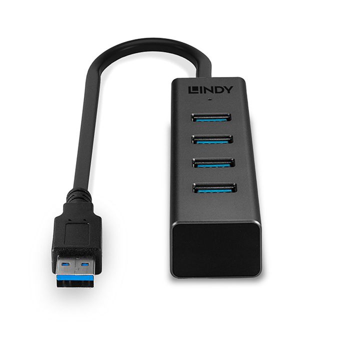 LINDY Hub USB 3.0 4 ports Aluminium Gris