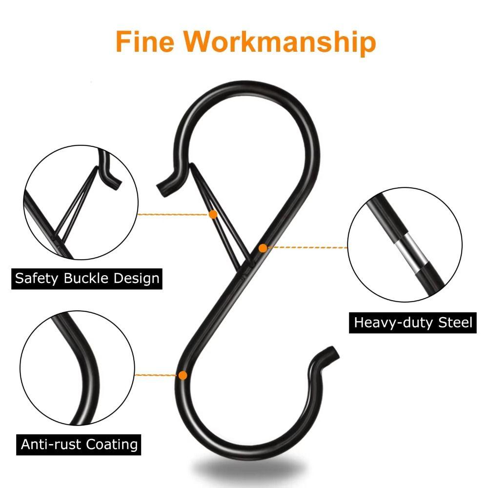 10Pcs S-Shape Balcony Clothes Hanger Windproof Stainless Steel Windproof S-Type Hook Thickened Polished Kitchen Pot Rack Hooks