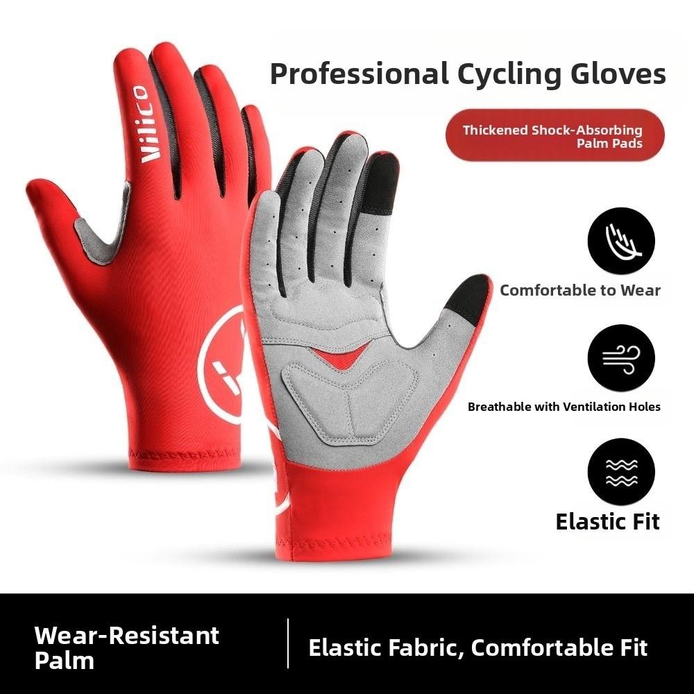 Elastic Full Fingers Bicycle Mittens Shock Absorption Racing Road Bike Glove  Running Sports