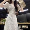 French Sweet Spice Girl Dress Women's Summer V-Neck High Sense Gentle Princess Dress Tall Man Coffee Break Waist Long Dress