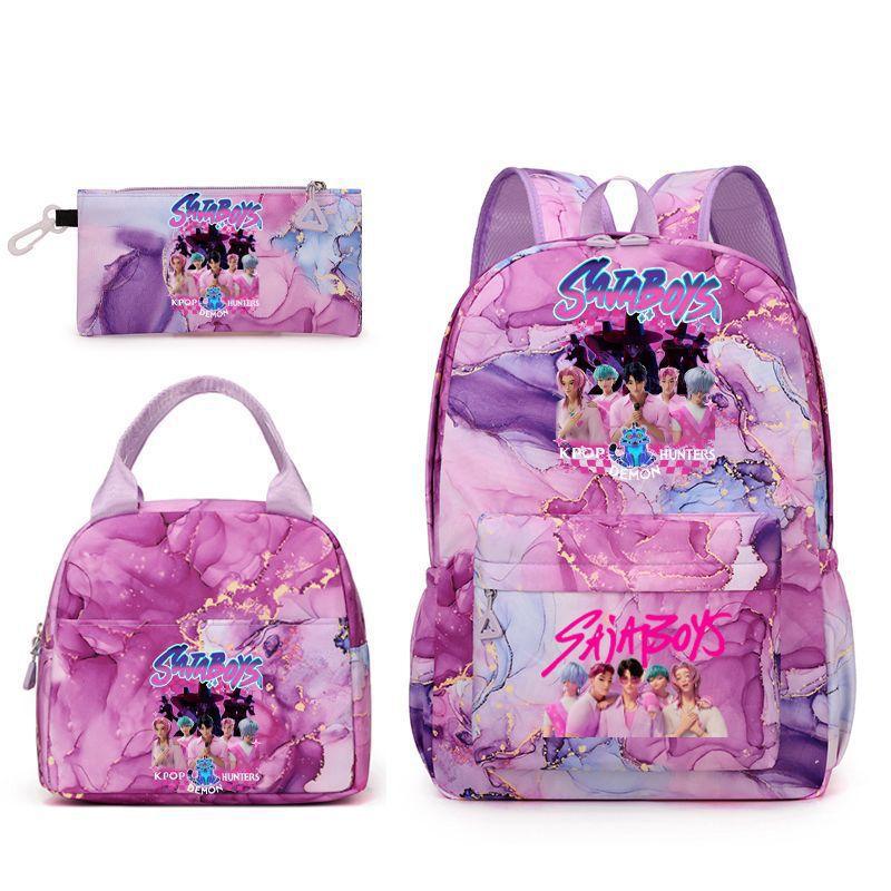 Kpop School Bag, Witch Hunter Girl Group Student Three-Piece School Bag, Large Capacity Backpack, Lightweight Cartoon School Bag