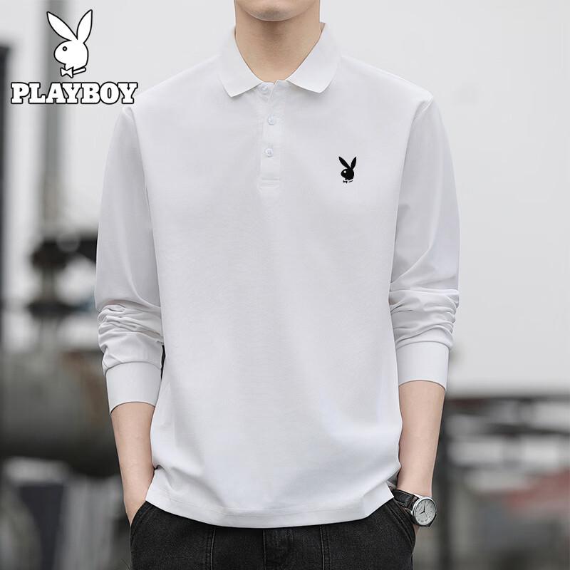 PLAYBOY Men's Long-Sleeve Polo T-Shirt