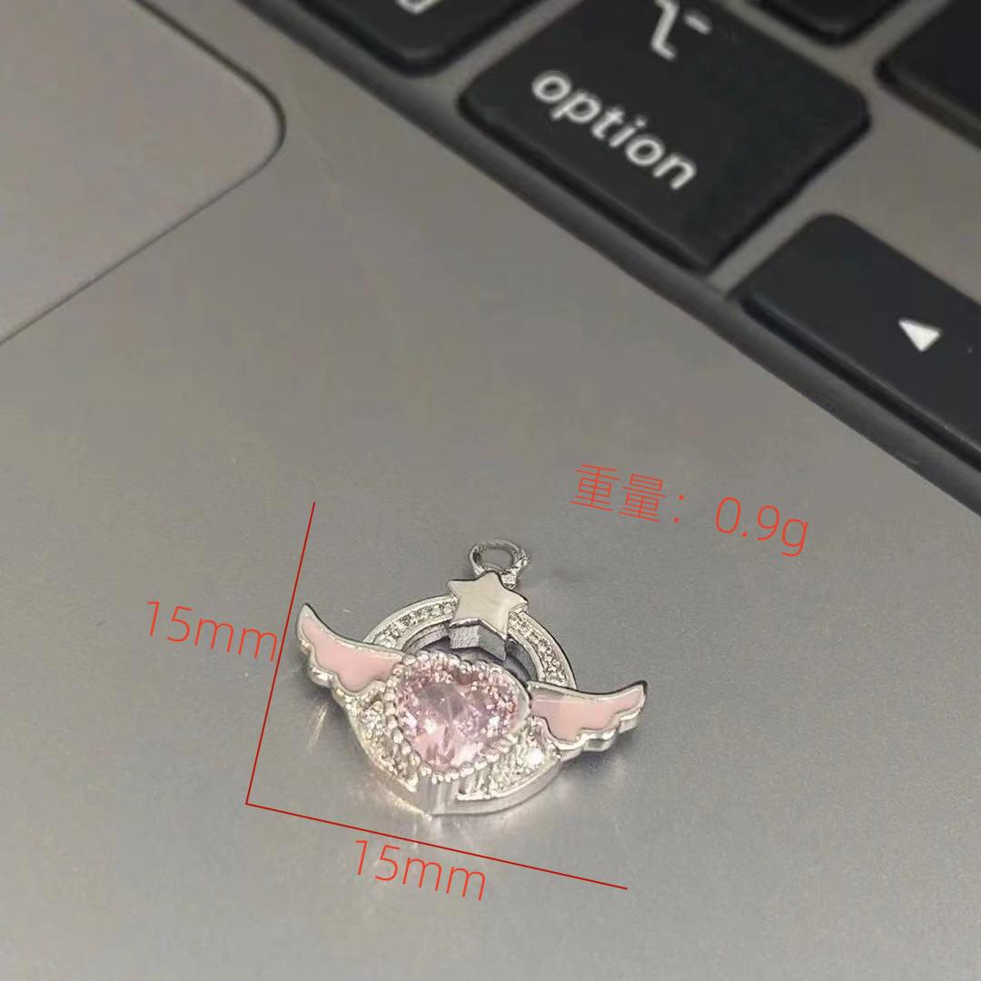 

2023 Розовый бриллиант Сердце Крылья Подвеска Ожерелье - Изысканный Модный Аксессуар Цепочка на Ключицу