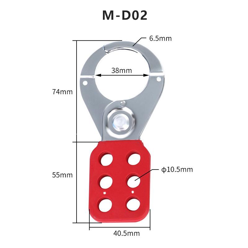 Red Industrial Safety Lockout Hasps Six Hole Steel Lock Steel Hook with Plastic Coated Body Hardware
