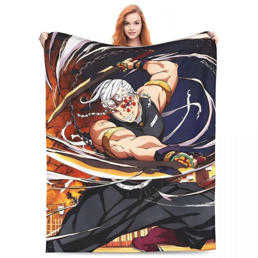 Zvukový pilíř Tengen Uzui Flanelová deka Anime Demon Slayer Vlastní přehoz na postel pohovku gauč 150*125cm Přikrývka