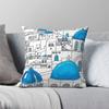 Santorini Blue And White Paradise Square Pillowcase Polyester Linen Velvet Printed Zip Decor Home Cushion Cover