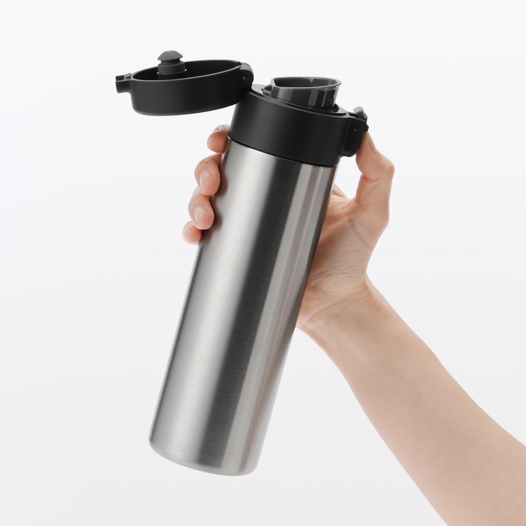 MUJI Vacuum Insulated Insulated Product 76049098 Bottle, One-Touch Type, 500mL, Number